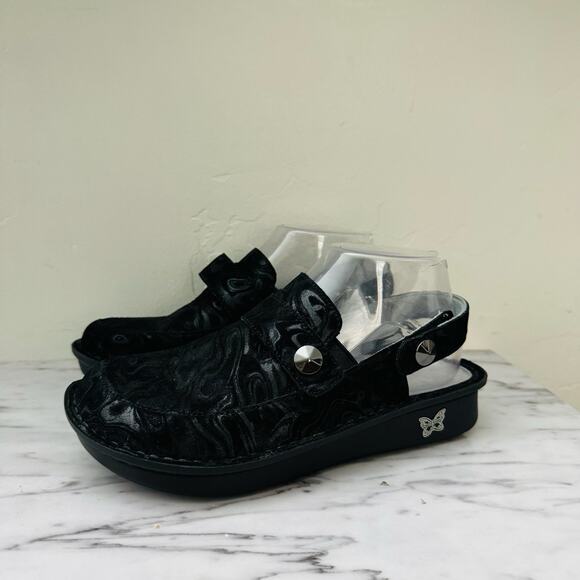 Alegria Black Wave Faux Leather Slingback Clogs Women’s Size 6 - Picture 1 of 11